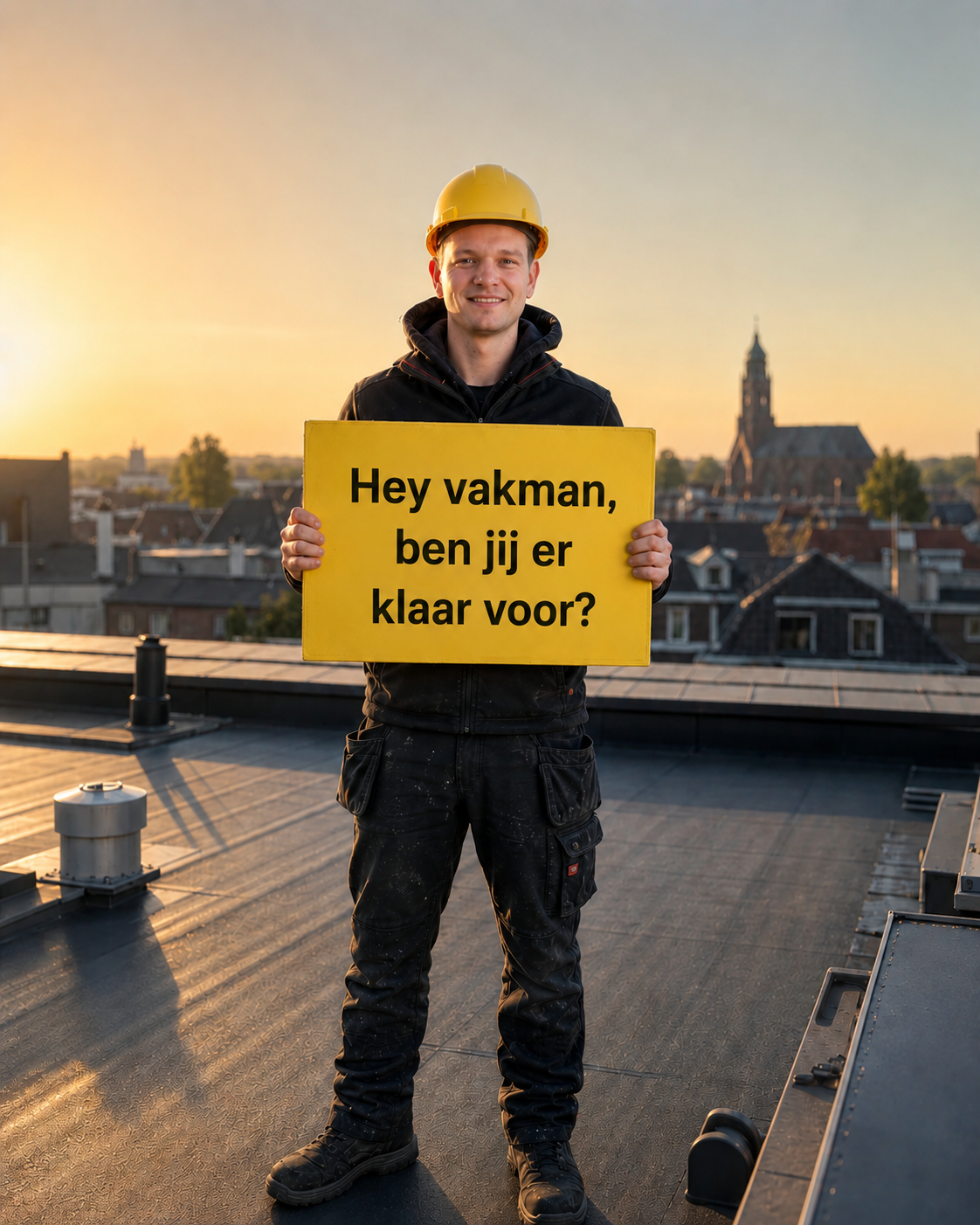 Vakman aan het werk op een werf